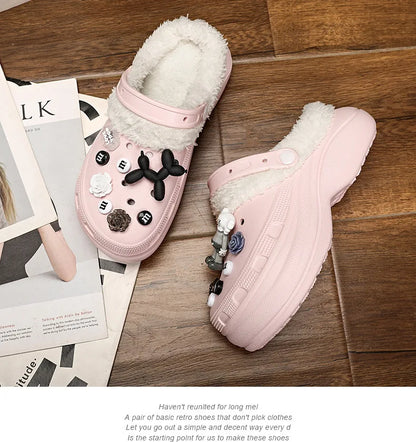 Cotton Fashion Clogs Slippers Women Hole Garden Shoes Water Shoes For Men Beach Sandals Soft Eva Bathroom Slides House Slides