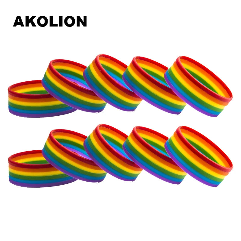 LGBT Pride Rainbow Pansexual Asexual Genderqueer Bisexual Wristband Jewelry Silicone Bracelet SLP-0000