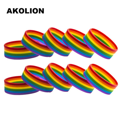 LGBT Pride Rainbow Pansexual Asexual Genderqueer Bisexual Wristband Jewelry Silicone Bracelet SLP-0000
