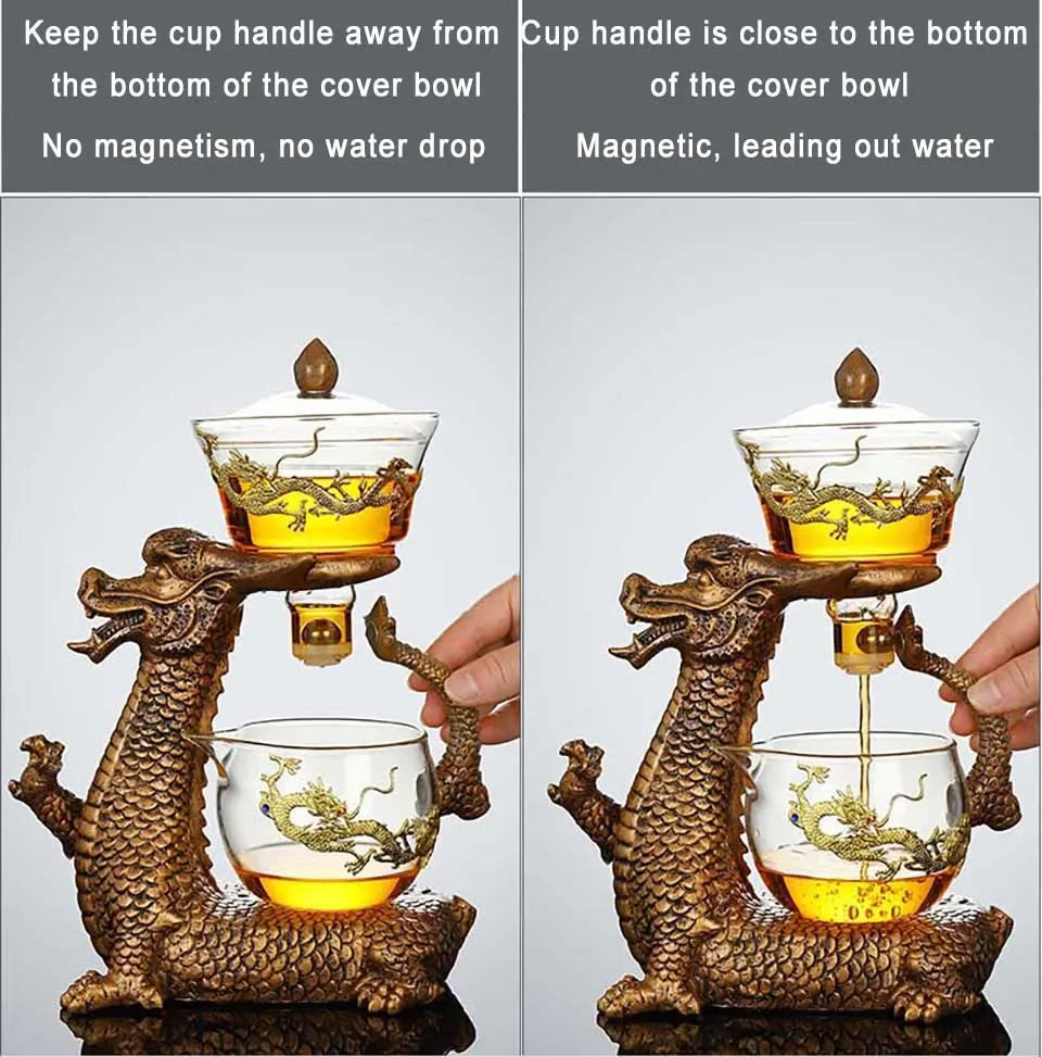 New Creative Dargon Teapot Full Automatic Glass Tea Set Pu'er Oolong Magnetic Suction Cup Teapot