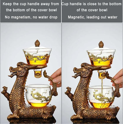New Creative Dargon Teapot Full Automatic Glass Tea Set Pu'er Oolong Magnetic Suction Cup Teapot