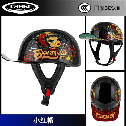 New retro summer motorcycle helmet motorcycle cruising half face helmet anti-collision men lightweight and breathable.