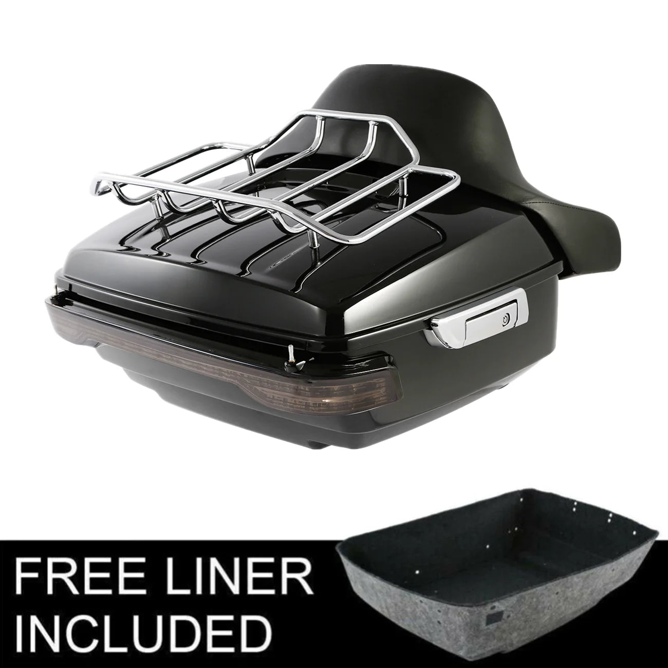 Motorcycle King Trunk Pad Top Rack LED Brake Light For Harley Touring Road Glide 2014-2025