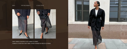 Clacive Fashion Loose Print Women's Dress 2024 Casual Lapel Long Sleeve Mini Dresses Elegant Classic Pleated Female Dress