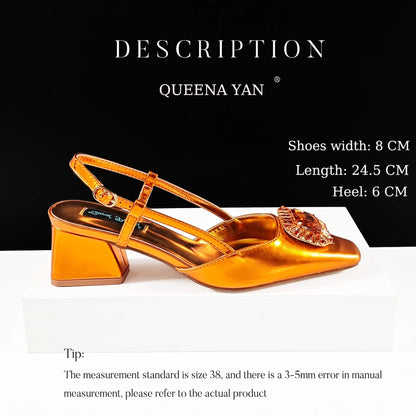 Queena Yan 2025 Nigerian Banquet Shoes and Bag Set Fashion Ladies Matching Shoes and Bag High Heels Wedding Party Coffee Color