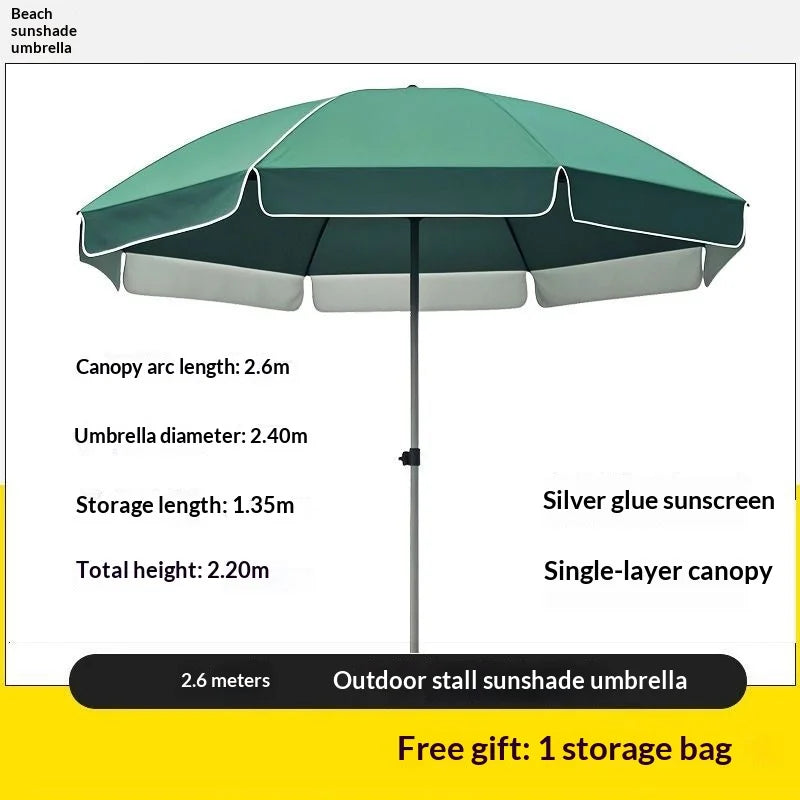 Double Layer UV Sun Shade Outdoor Patio Umbrella Commercial Market Stall Silver Coated Waterproof Heavy Duty Base Outdoor