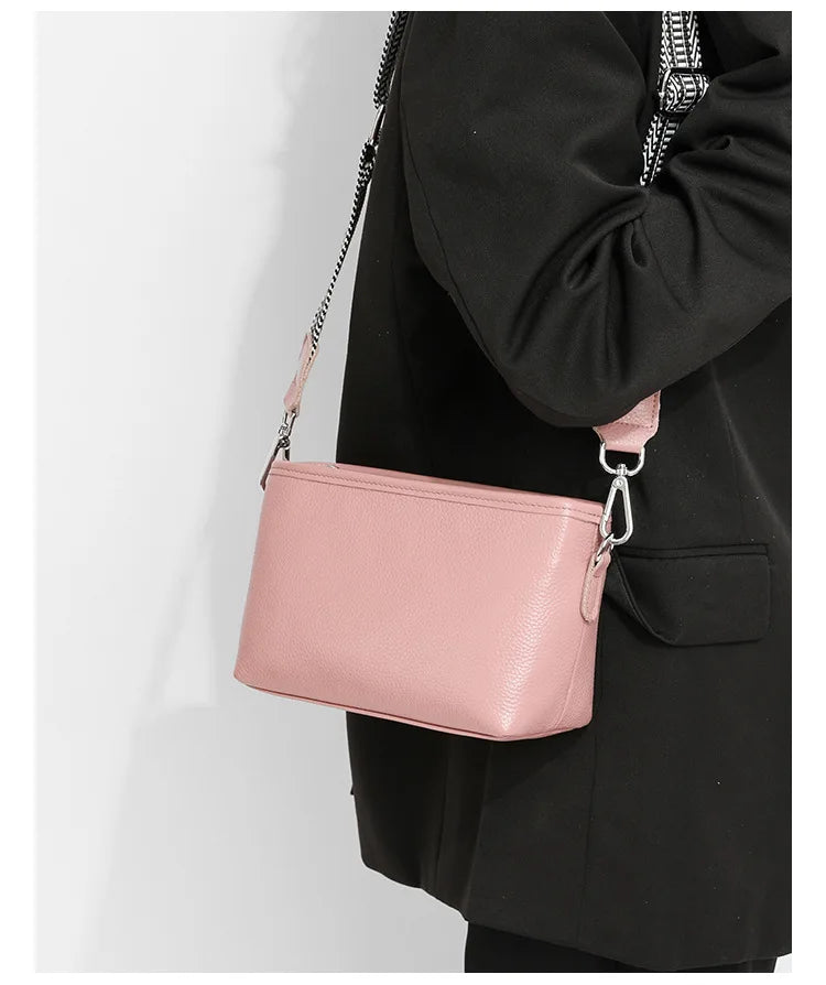 100% Genuine Leather Shoulder Bag for Women Solid Purse Luxury Cowhide Crossbody Bags Female Fashion Handbag Hobos Tote Bag