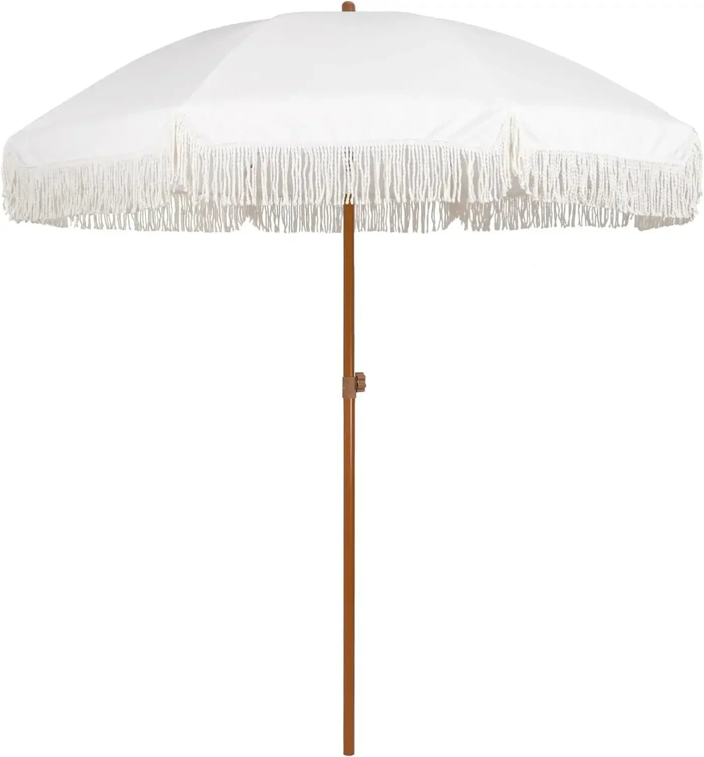 #For 7ft Patio Umbrella with Fringe Outdoor Tassel Umbrella UPF50+ Premium Steel Pole and Ribs Push Button Tilt,  Gazebo&