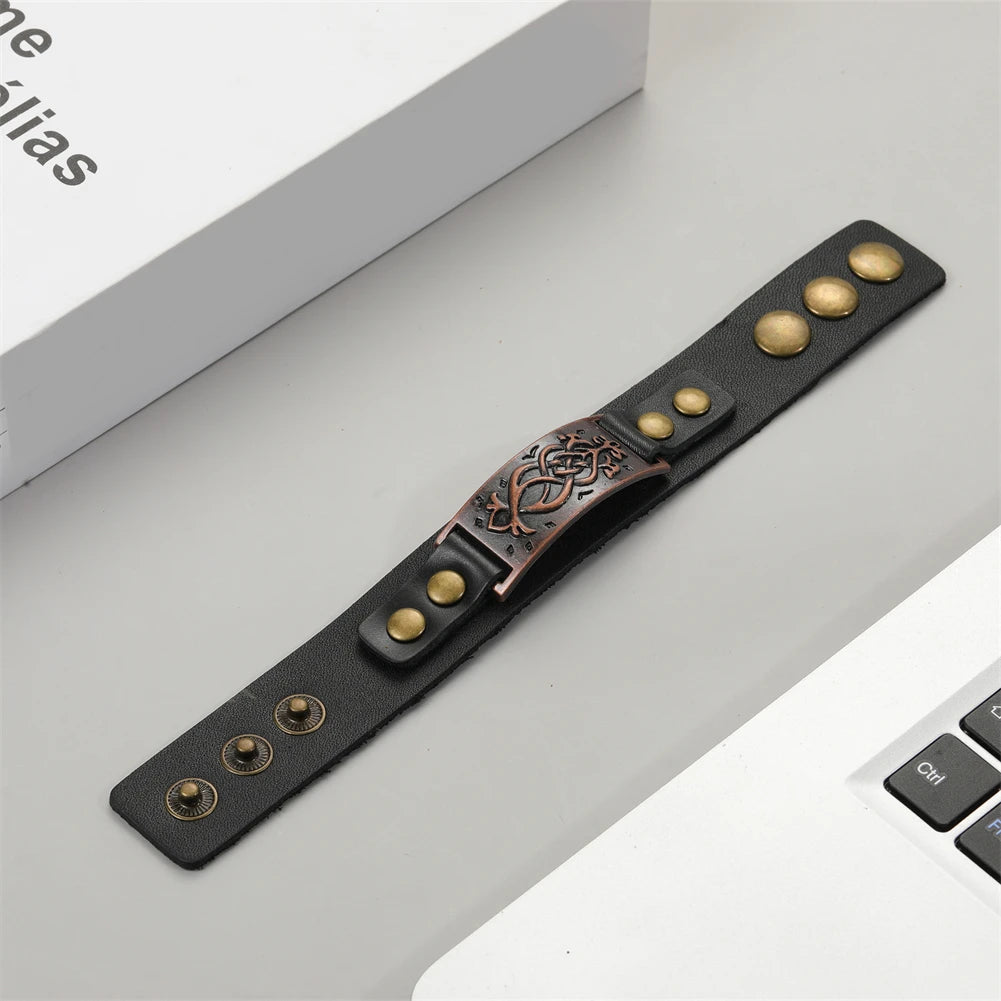 2025 Jewelry Handmade Weave Genuine Leather Bracelet Men Vintage Cuff Wide Leather Bracelet Pulsera Hombre