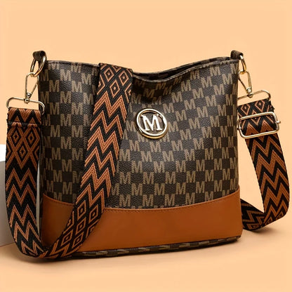 Stylish Letter Printed Crossbody Bag, Perfect Women's Synthetic Leather Shoulder Bag with Zipper Closure for Casual & Outings