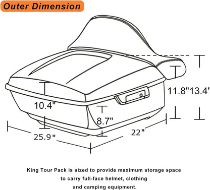 Top Case Moto Tail Bag King Tour Pak Pack Trunk With Turn Signal Led Rack for Harley CVO Road King Street Ultra Glide 2014-Later