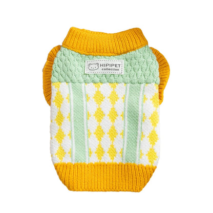 Diamond Grid Solid Cat Sweaters Warm Wool Knitting Winter Sphinx Small Dogs Clothing Ruffle Sleeve Female Girl Puppy Overalls