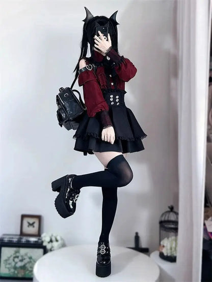 Gothic Women's Clothing Shirt Long Sleeve Lolita Blouse Japanese Bow Tie Sweet Cute Tops Design Streetwear Y2k Retro Blouse New