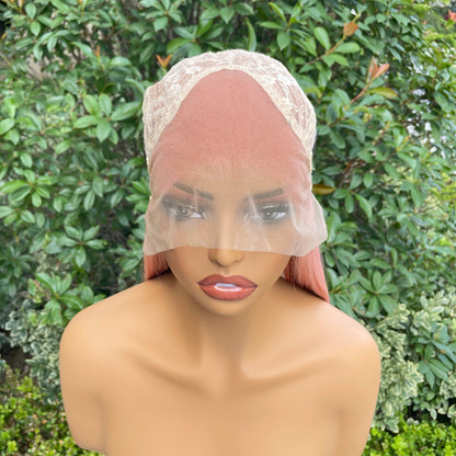 High Quality Pink 13X4 Synthetic Lace Front Wig for Woman 26 Inch Long Sliky Straight Wig Half Hand Tied Glueless Halloween Wig