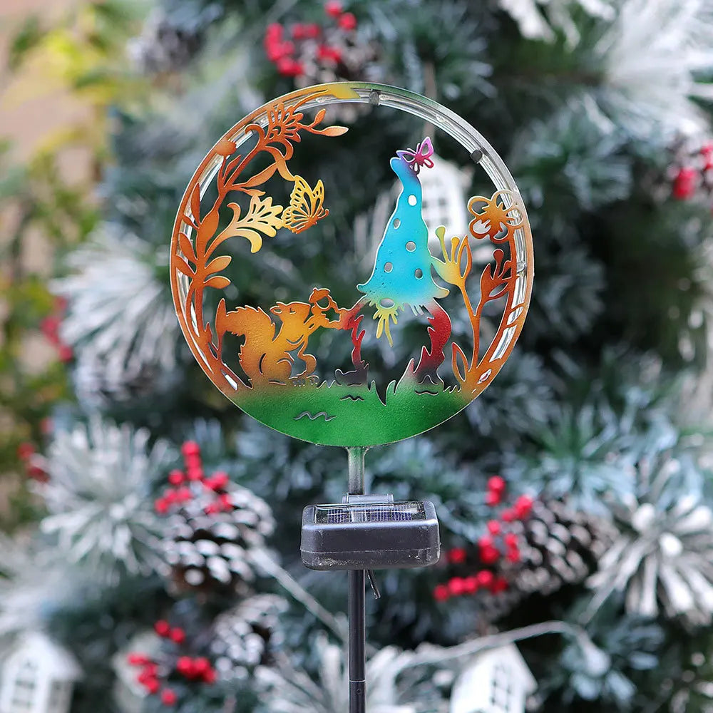 Solar Wrought Iron Cat Butterfly Ground Plug Lights, Outdoor Courtyard Projection, Lawn LampAtmosphere Decoration, Cross-Border