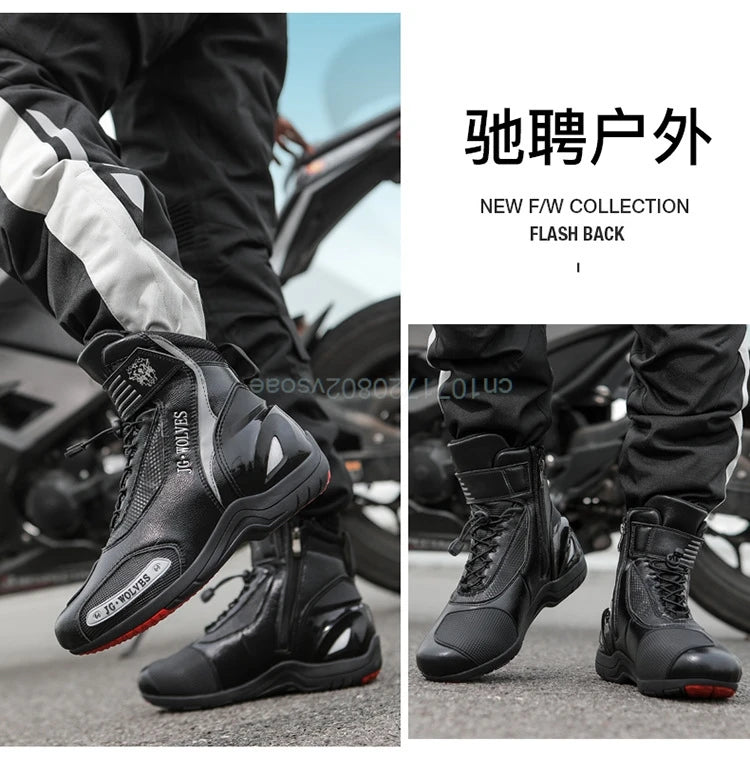 Boots For Motorcyclist Man Women Waterproof Enduro Motorcycle Boots Motorcycle Shoes Moto Hombre Anti-Fall Riding Short Boots