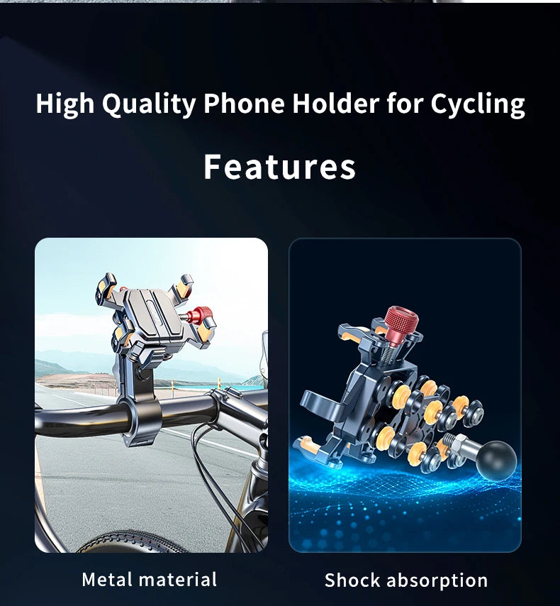 New Universal Motorcycle Phone Holder High-Quality Alloy Shock Absorption Motos Navigation Mount Motorcycle Accessories