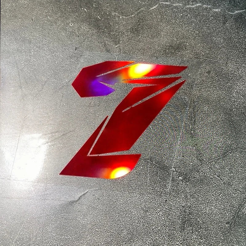 1PC Red Laser Motorcycle Stickers Arabic Numeral Waterproof for Motorbike Helmet Fuel Tank Mudguard Scooter Bodies Vinyl Decals