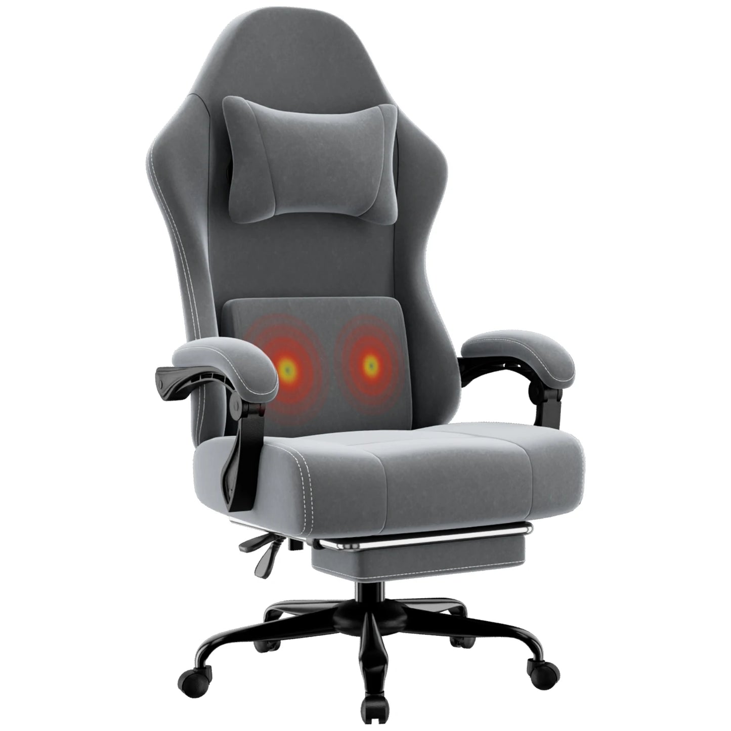 Ergonomic Gaming Chair Electronic with Massage Adjustable Lumbar Support And Foot Pedals Breathable Fabric Computer Chair