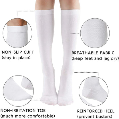 3/6/7 Pairs Compression Socks Women Medical Edema Running Socks Men Knee Length Cycling Socks  Football Basketball Outdoor trave