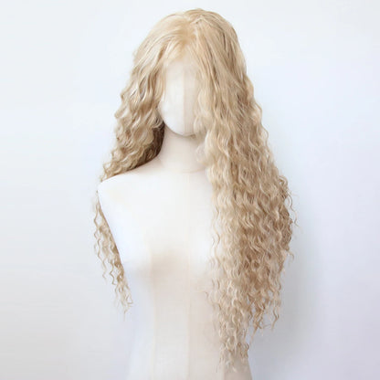 Black Romance Curly Synthetic Lace Front Wig Long Deep Curly Jet Black Lace Front Synthetic Wig Pre Plucked Natural Hairline