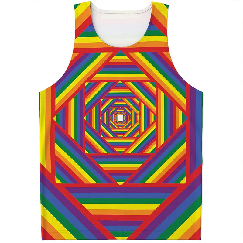 Rainbow LGBT Pride Pattern Tank Top Summer Fashion Colorful Men Women 3D Printed Sleeveless T Shirt Casual Harajuku Loose Vest