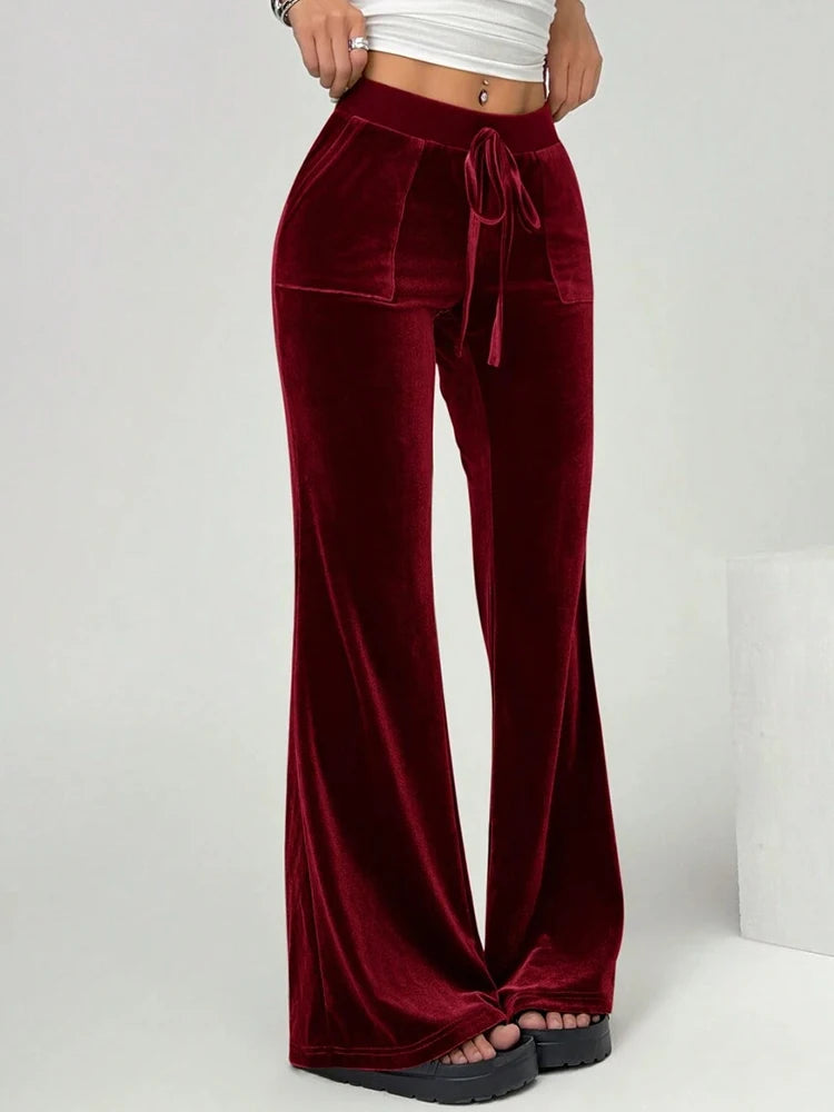 2025 autumn and winter women's micro flared pants slim fit and slimming casual flared pants velvet pants