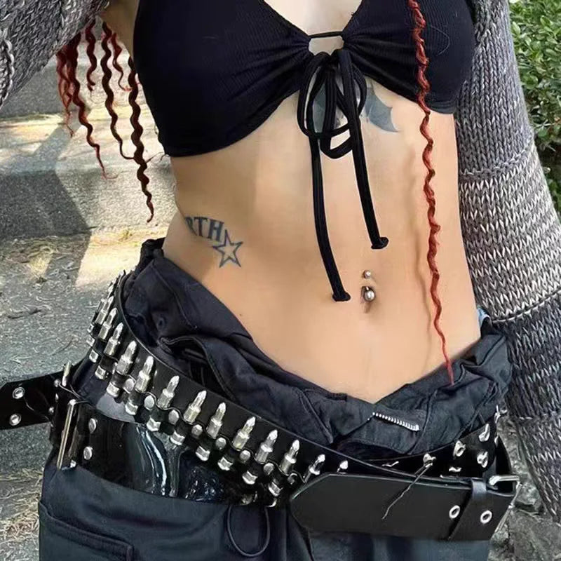Fashion New Bullet Accessories Belt Metal Belt Men And Women Punk Hardware Jeans Belt Y2K Belt Designer Belt Women's Belt