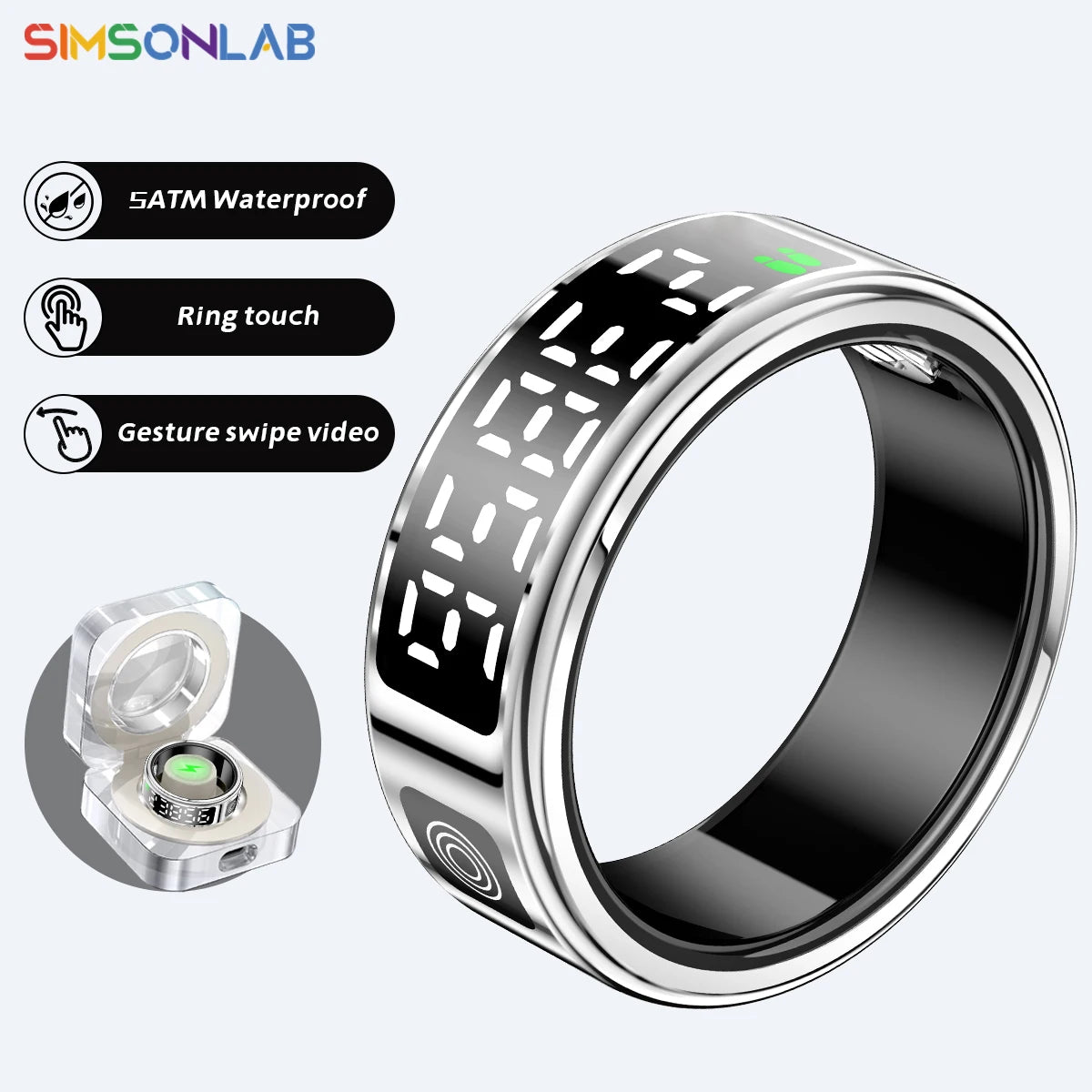 2026 New Smart Ring Display Screen Gestures Brush Video 5ATM Waterproof  Remote Camera Blood Pressure Monitoring For Men Women