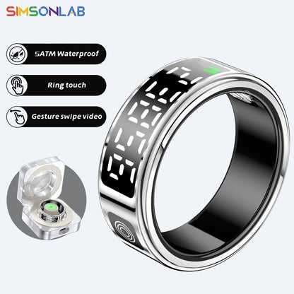 2026 New Smart Ring Display Screen Gestures Brush Video 5ATM Waterproof  Remote Camera Blood Pressure Monitoring For Men Women