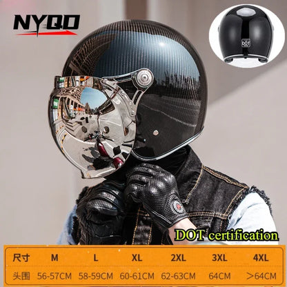 VCOROS Carbon fiber Retro Motorcycle Helmet Half Open face helmet fiberglass Cascos para motos DOT Certification