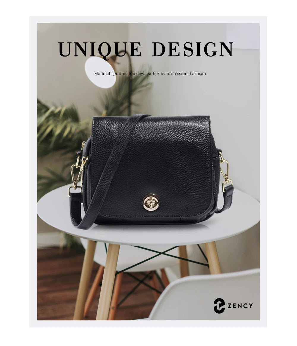 Zency Women Soft Leather Elegant Small Handbags Roomy Crossbody Bag With High Quality Vintage Hardware For Girls Leisure Purses
