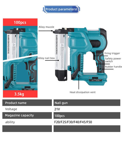 Brad Nailer Electric, 2-in-1 18G Nail Gun & Staple Gun for Woodworking, Flooring, Roofing and Upholstery Straight/N-Shape Nails