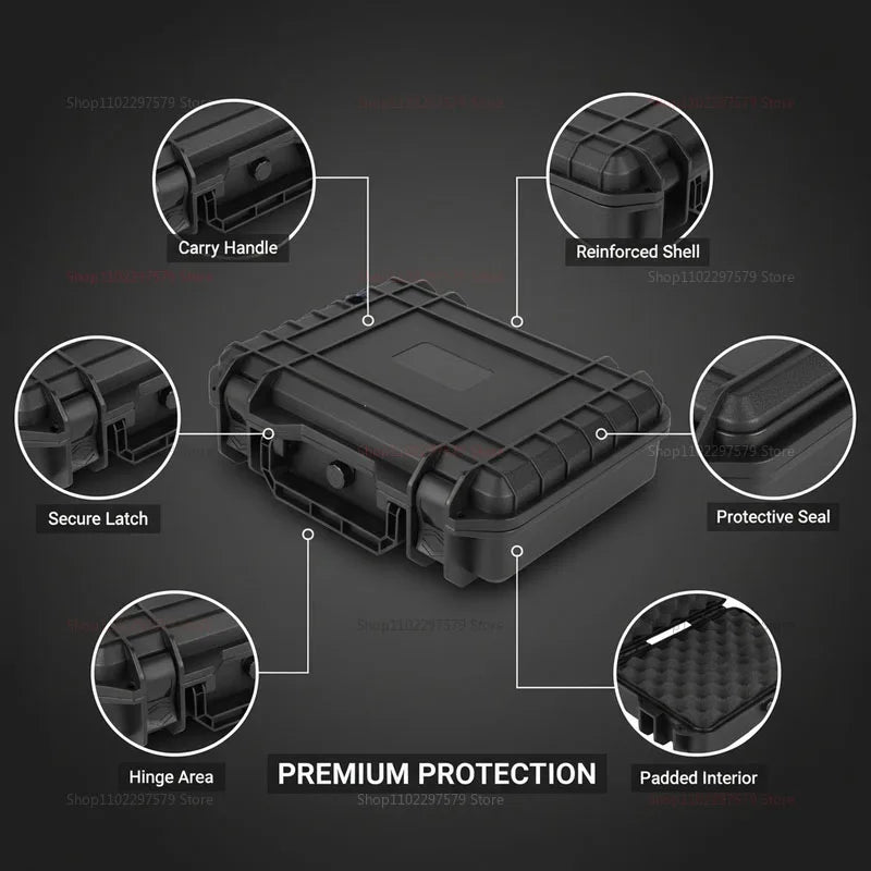 Portable Hard Tool Box With Pre-Cut Foam Storage Box, Shockproof, Pressure Reducing, Dustproof, Suitable For Home/Outdoor Use.