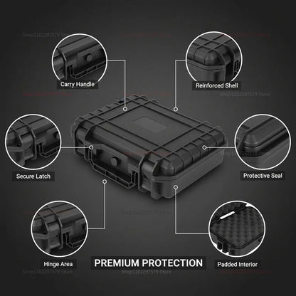 Portable Hard Tool Box With Pre-Cut Foam Storage Box, Shockproof, Pressure Reducing, Dustproof, Suitable For Home/Outdoor Use.