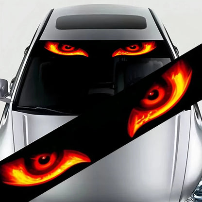 1 Flame Magic Eye Punk Decorative Strip Car Windshield Sticker - High Quality, Weathering Vinyl Decal, Self Adhesive, Suitable