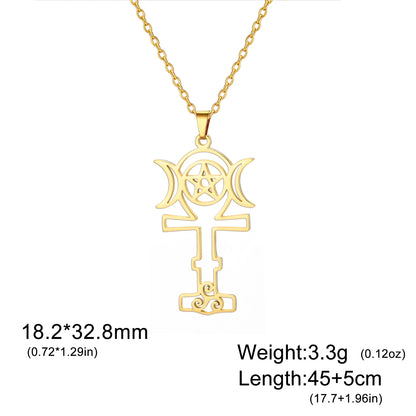 Jeshayuan Greek Goddess Hecate Ἑκάτη Pendant Necklace For Women Triple Moon Goddess Stainless Steel Amulet Jewelry NEW