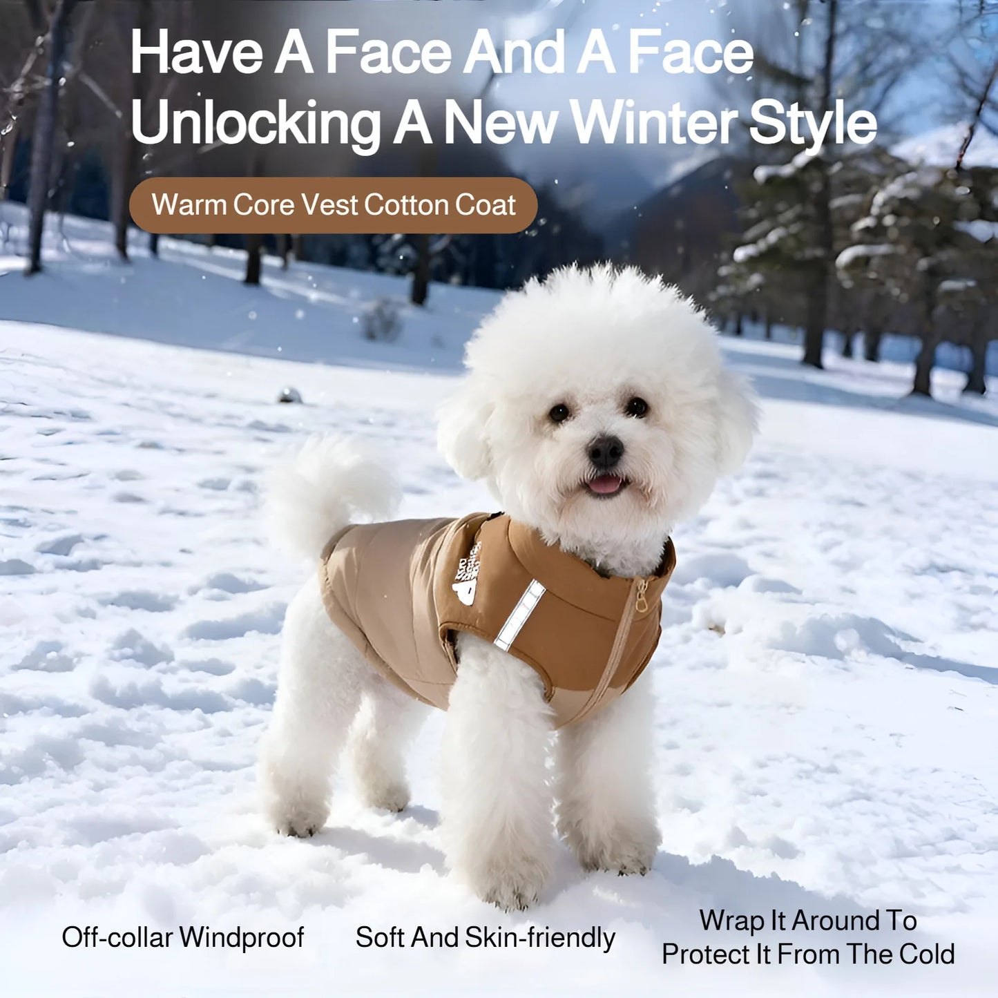 Winter warm pet clothes, trendy autumn and winter dog clothes, thickened dog cotton coat, cute