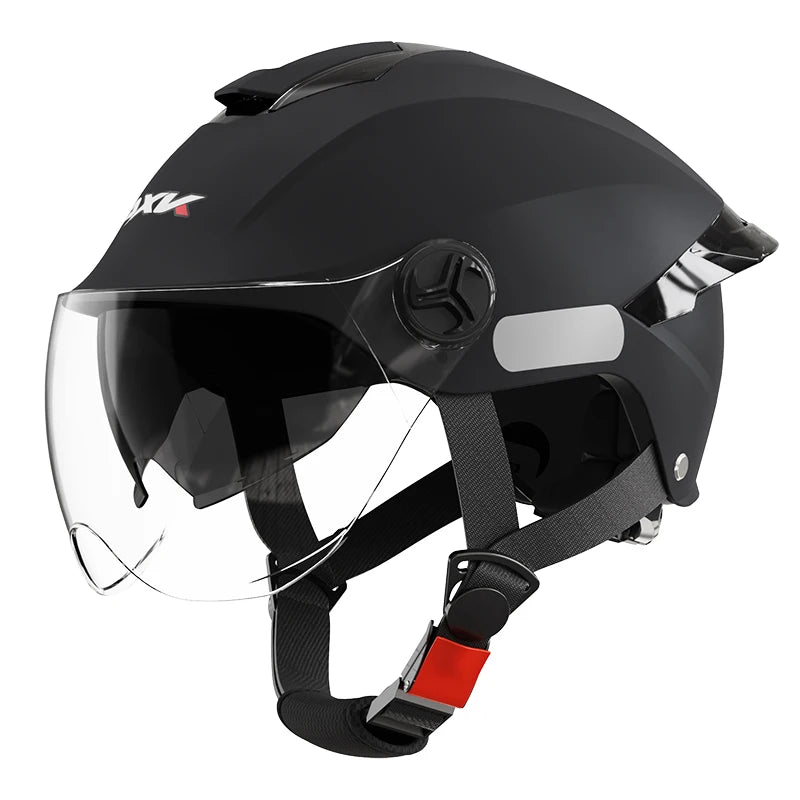 Summer impact protection safety open face motorbike helmet motorcycle short lens ordinary tail wing black