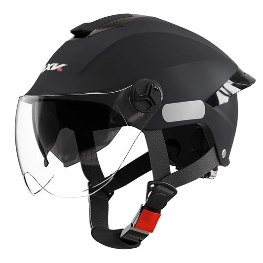 Summer impact protection safety open face motorbike helmet motorcycle short lens ordinary tail wing black