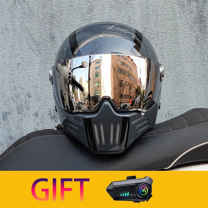 Retro motorcycle helmet Casco cruising motorcycle rider modular helmet full helmet with Bluetooth earphones included ORZ-728