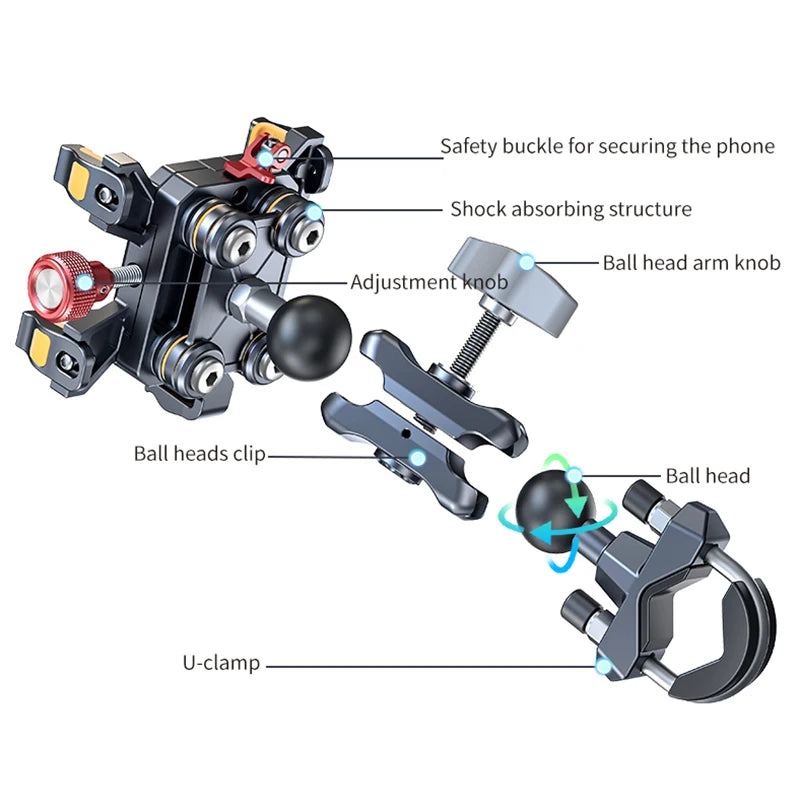 New Universal Motorcycle Phone Holder High-Quality Alloy Shock Absorption Motos Navigation Mount Motorcycle Accessories