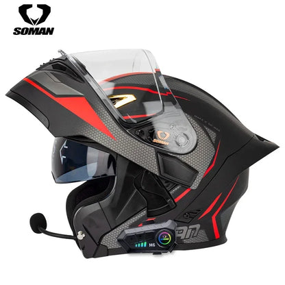 SOMAN Modular Helmet Flip Full Face Motorcycle Helmet Dual Visor Lens Racing Casco casque moto approved 오토바이핼멧