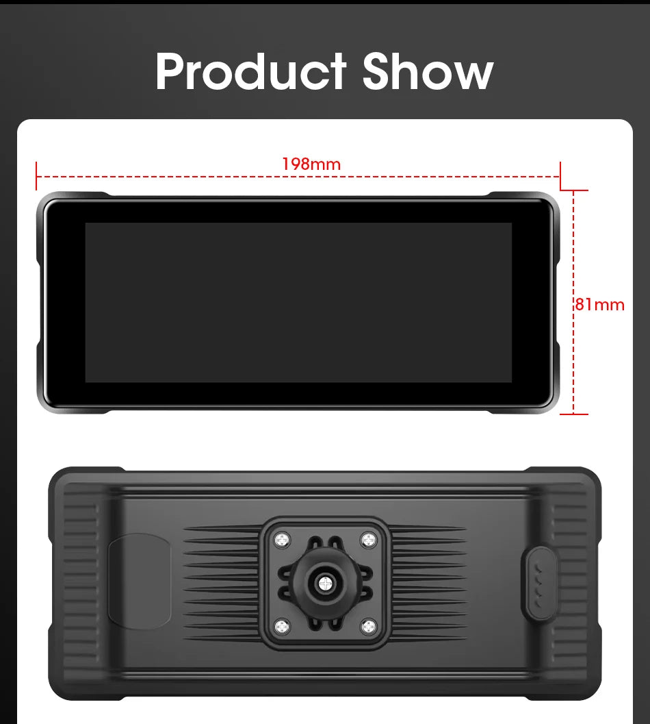 JMCQ 6.86'' Motorcycle DVR GPS Navigaton Wireless Carplay Android Auto Dash Cam IP67 Waterproof Dual Bluetooth Moto Monitor