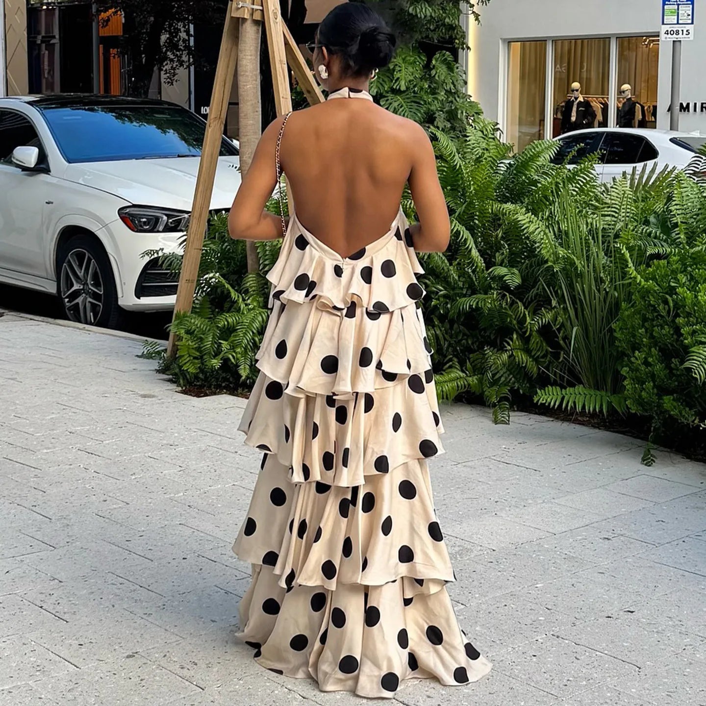 Women Long Dress Cake Dresses Party Night Vestidos Y2k Streetwear Halter Sleeveless Elegant Splice Print Dot Sexy Backless 2026