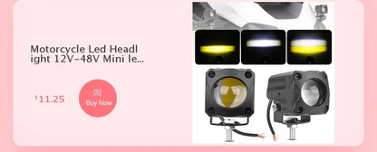Motorcycle LED Spot Driving Light Dual Color Headlight Auxiliary Spotlight Lamp ATV Scooter Moto Fog Light for Honda Kawasaki