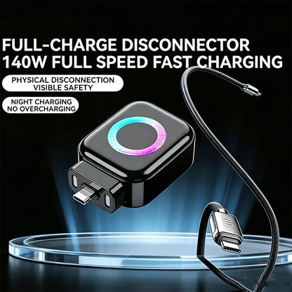 KEBIDUMEI 140W Type-C Charging Adapter Universal Separator Anti-Overcharge for Safe Overnight Charging Smart Auto Stop Charging