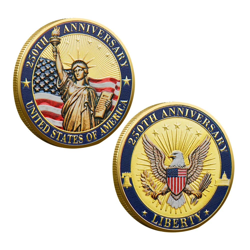 4pcs US 250th Anniversary Commemorative Coins Set in Box American Eagle Military Challenge Coin Collectible Gifts for Holidays