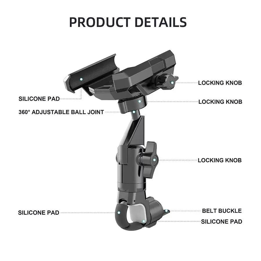 Shockproof  Motorcycle Phone Holder, Universal Bike Handlebar Mount for GPS Navigation, Compatible with E-Bike Mountain Bicycle