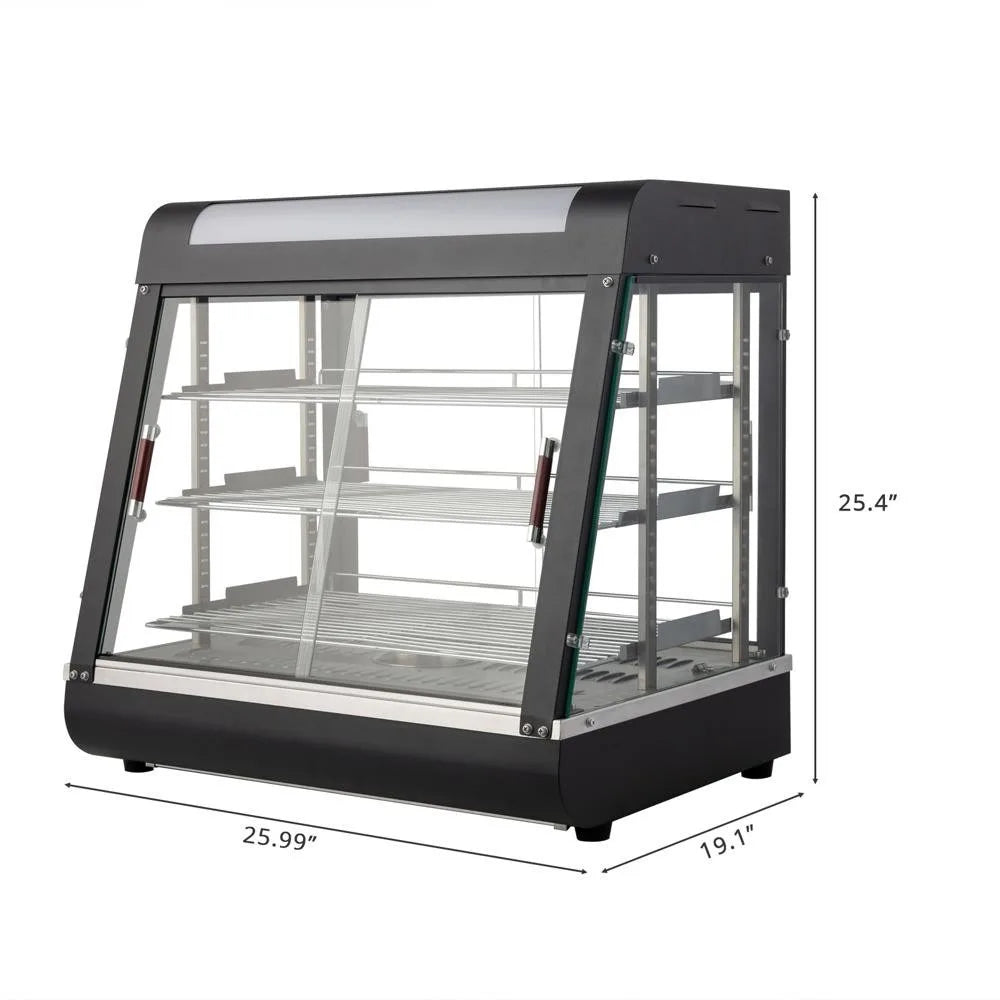 3 Tiers Commercial Food Warmer 1200W Countertop Pastry Food Pizza Display Case